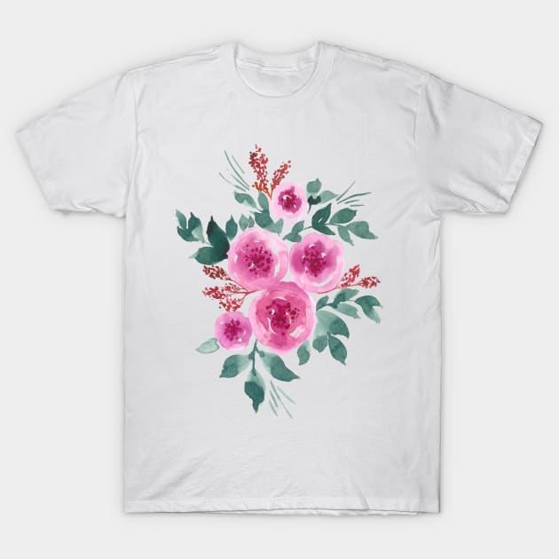 Pink peonies T-Shirt by foxeyedaisy